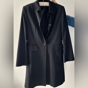 Banana Republic Black Stretch Button Front Lined Trench Coat Size M